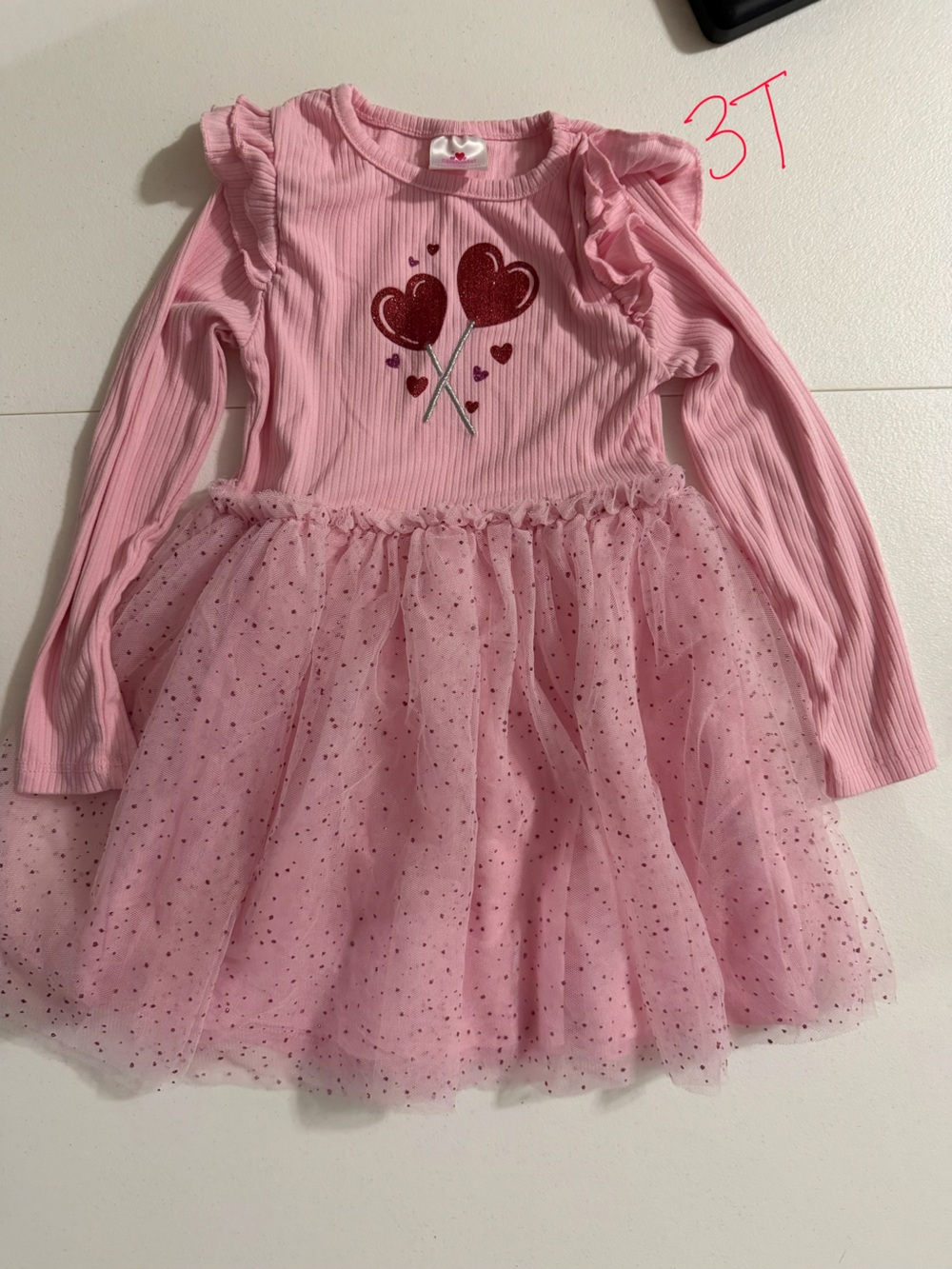 Pink Glitter Heart Tulle Dress